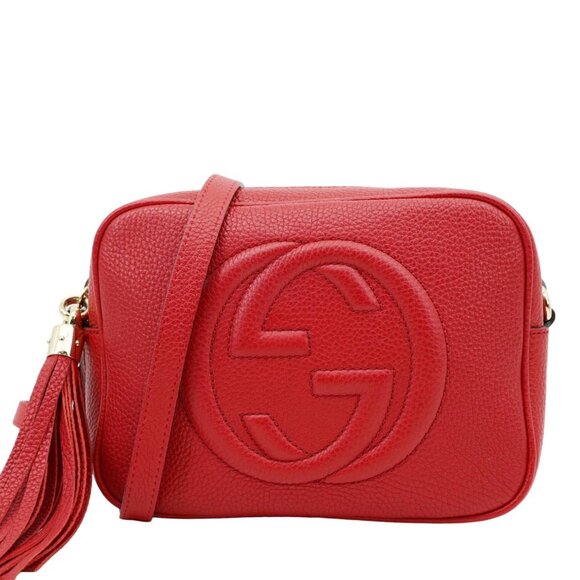Gucci  Soho Disco Camera Leather Crossbody Bag Red 308364 - Picture 1 of 14